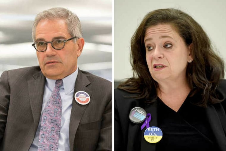 Larry Krasner is the Democratic candidate for district attorney. His challenger, Beth Grossman, is running on the Republican ticket.