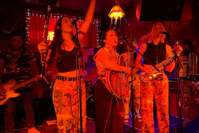 Mariposas Galácticas, an eight-piece Philly-based band, performs at Silk City Diner on July 11, 2024.