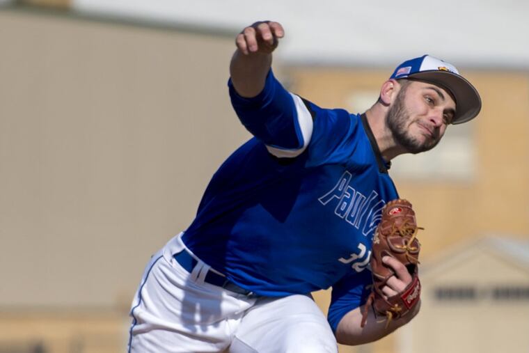Paul VI starter Will Gambino throws against Audubon, April 5, 2018.