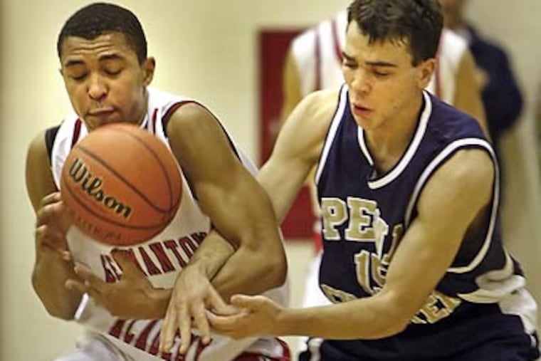 Germantown Academy’s Cameron Ayers (left) and Mark Rhine of Penn Charter were I-A all-stars. (Steven M. Falk / Staff Photographer)