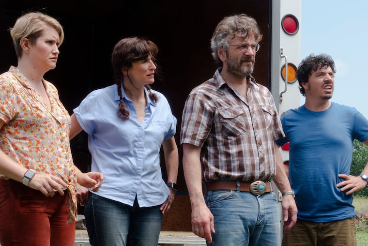 From left, Jillian Bell, Michaela Watkins, Marc Maron and Jon Bass in "Sword of Trust." MUST CREDIT: IFC Films