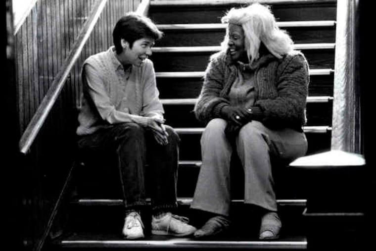 In 1989, the year Project HOME was founded, Sister Mary Scullion was already a fixture of the streets, giving comfort to the homeless, ailing, or addicted. Above, she talked to a woman at a shelter at 12th and Lombard. At left, she led a march to City Council.
