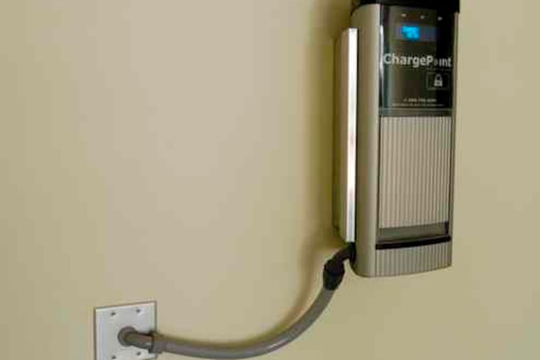 A charging station for electric cars at the Sheldon Crossing project in Manayunk.