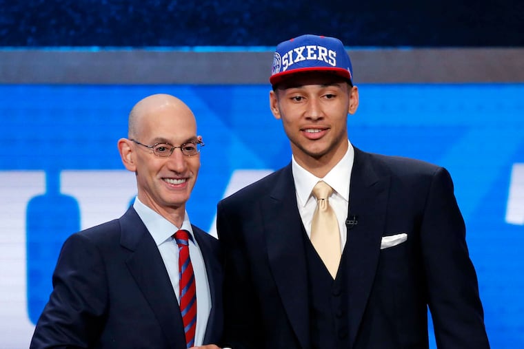 Ben Simmons with NBA commissioner Adam Silver after being selected No. 1 overall in the 2016 NBA draft.