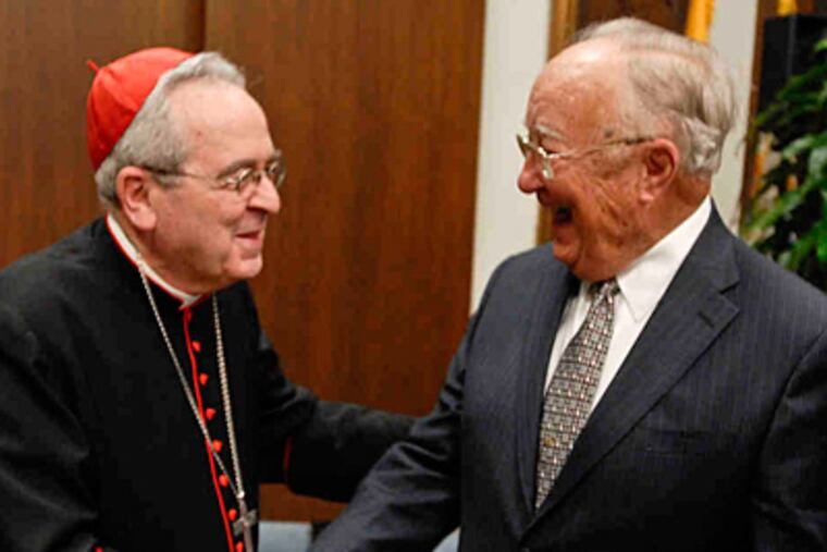 Cardinal Justin Rigali tabbed retired DuPont executive John Quindlen to head a panel on Catholic schools. (Ron Tarver/Staff)