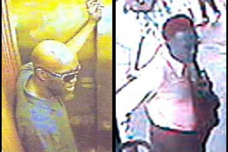 Surveillance photo shows one of the two men sought in the targeting of women in Center City in organized robbery assaults.
