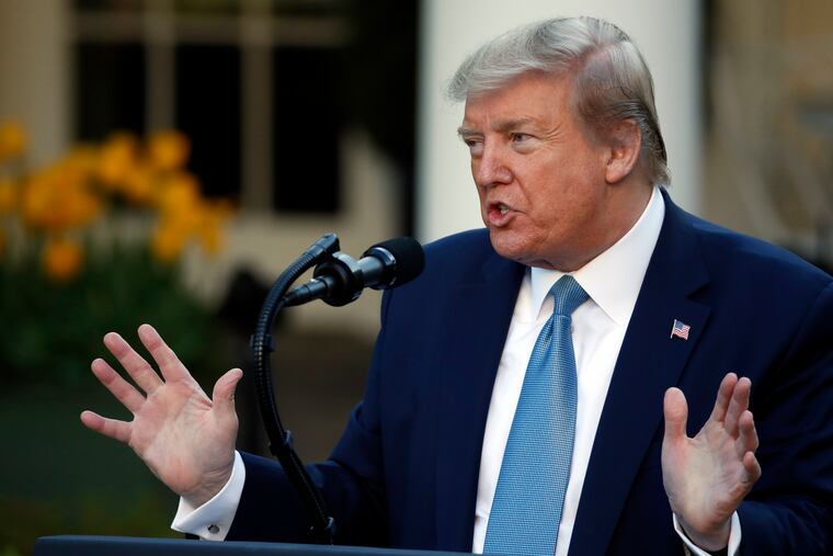 President Donald Trump speaking about the coronavirus in the Rose Garden of the White House on Wednesday,.