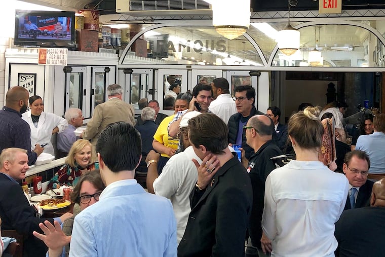 The Famous Fourth Street Deli in Queen Village was packed on primary election day, Tuesday, with candidates and consultants exchanging campaign chatter and answering Clout questions.