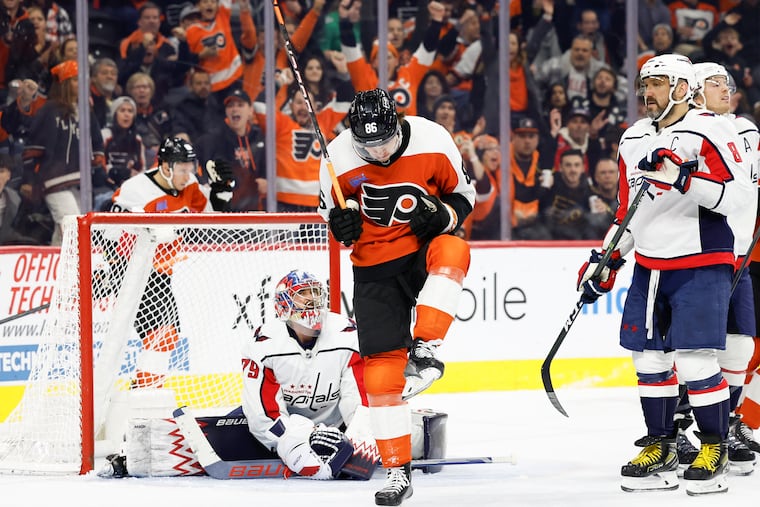 Flyers left winger Joel Farabee is second on the team in goals and points.