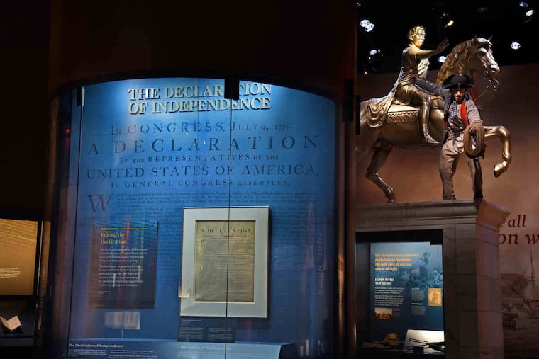 The only known copy of the Declaration of Independence printed on vellum is on display at the Museum of the American Revolution after closing Monday night. It made the two block trip from the American Philosophical Society.