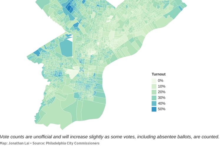 Turnout by precinct in Tuesday’s election.