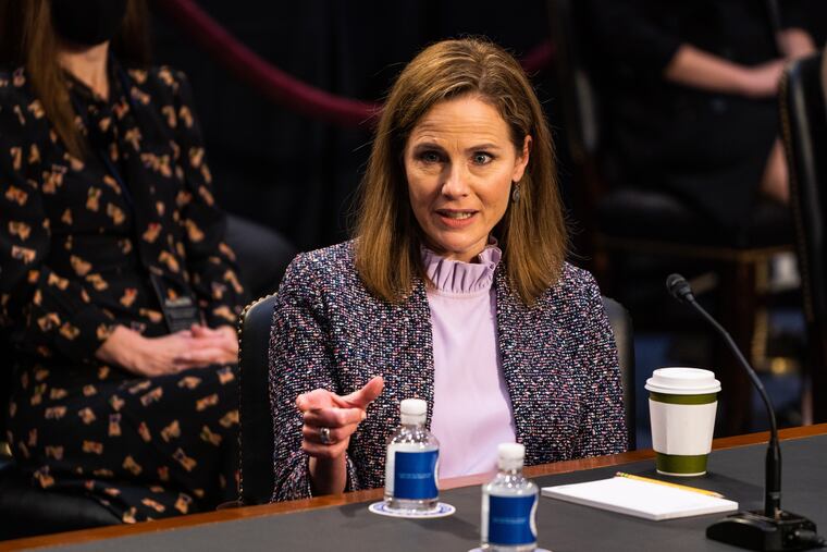 Supreme Court nominee Amy Coney Barrett during the Senate Judiciary Committee hearing on Wednesday.