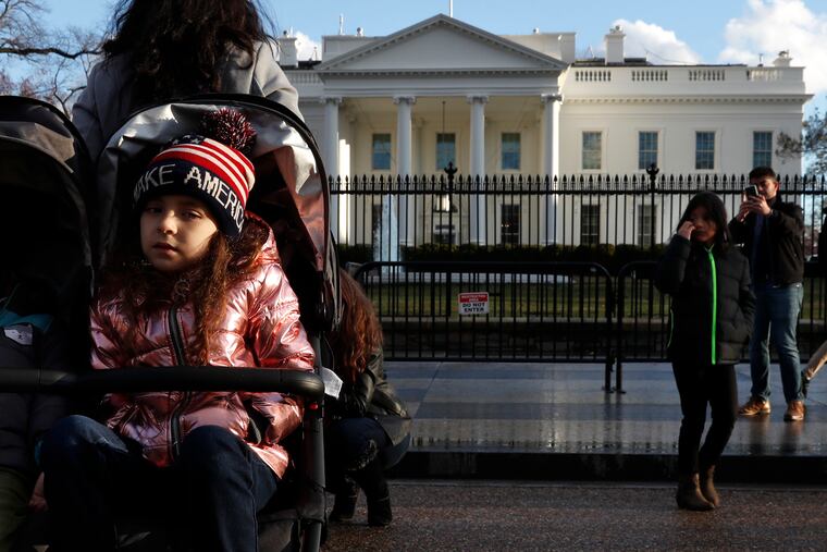 Tourists visit the White House Friday March 22, 2019, in Washington.