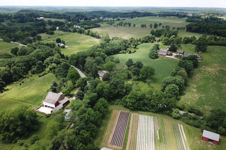 Aerial view of Rushton Woods Preserve and surrounding land. The preserve is owned by the Willistown Conservation Trust in Chester County. DAVID SWANSON / Staff Photographer