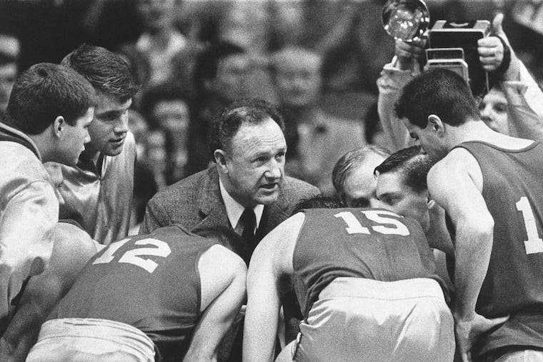 Gene Hackman portraying Hickory High coach Norman Dale in the 1986 film "Hoosiers."