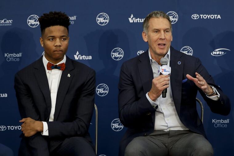 Markelle Fultz and team president Bryan address the media at Sixers’ practice facility.