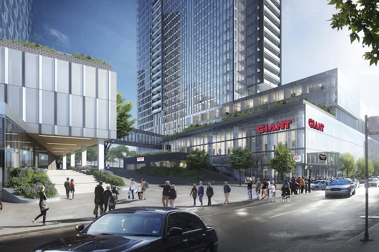 A rendering of Giant's two-level urban flagship store at 60 North 23rd Street in PMC Property Group's "River Walk" development project on the Schuylkill River's eastern bank. Giant expects the store to open by fall of 2020.