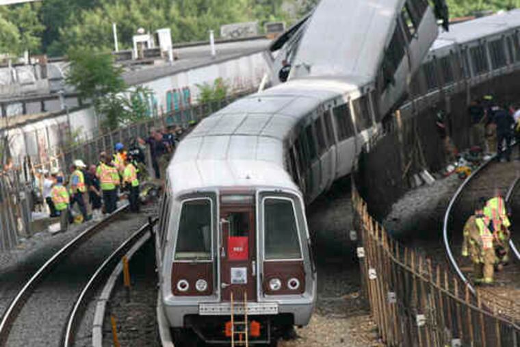 Crews work at the site of the rush-hour crash. Passenger Jodie Wickett, a nurse, said, "People are just in very bad shape."
