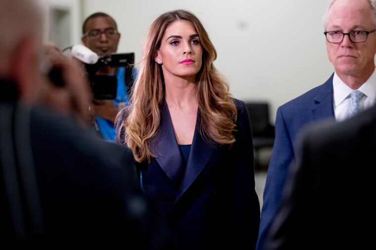 Former White House communications director Hope Hicks arrives for closed-door interview with the House Judiciary Committee on Capitol Hill in Washington, Wednesday, June 19, 2019. (AP Photo/Andrew Harnik)