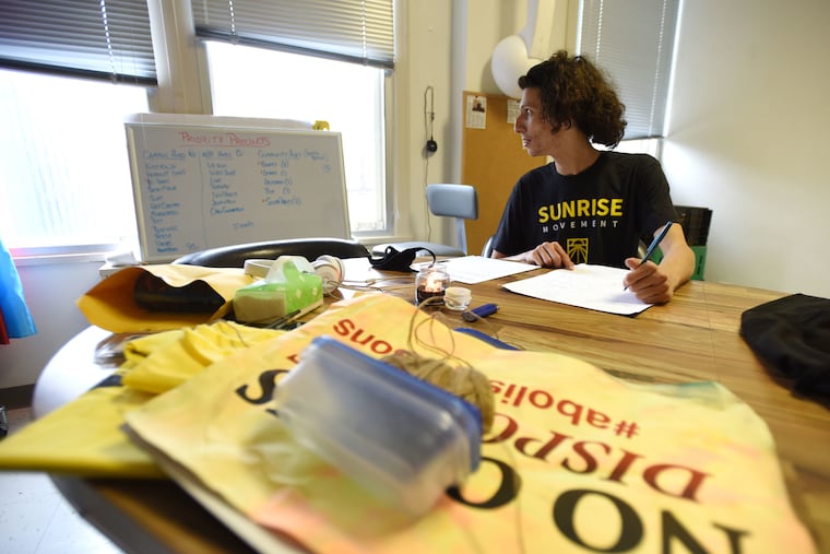 Troy Turner, Pennsylvania field coordinator for the Sunrise Movement, in Reading on Oct. 29.