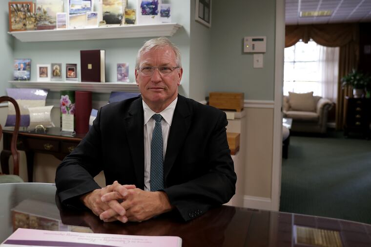 LeRoy Wooster, owner of Wooster Funeral Home, at his funeral home in Atco. A new New Jersey law now allows funeral homes to serve food and beverages. Wooster is planning to have a coffee lounge.