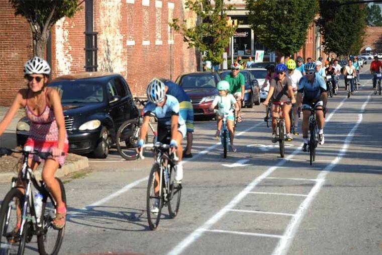 Instead of a massive, permanent infrastructure project, the group built a temporary bike grid in Macon’s downtown area, stretching along five miles of high-traffic thoroughfares.