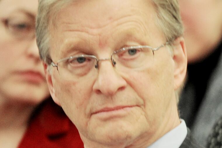 Thomas Knudsen (left) is going to be new "chief recovery officer" for the Philadelphia School District. Knudsen attended this SRC meeting when his new appointment was announced. January 19, 2012 ( SARAH J. GLOVER / STAFF PHOTOGRAPHER )