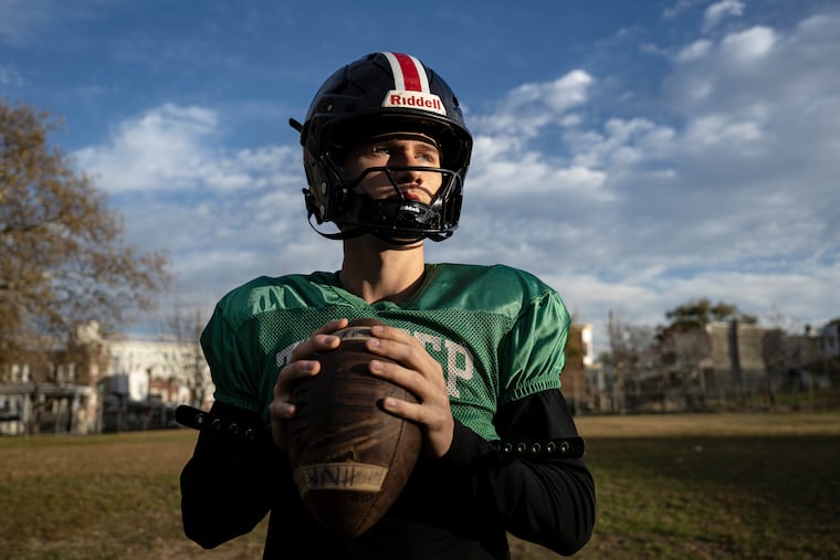 Imhotep Charter junior quarterback Joey McLeish during practice on Nov 5.
