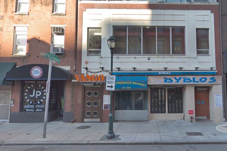 A Google Maps screenshot of Vango Skybar and Lounge at 116 S. 18th St.