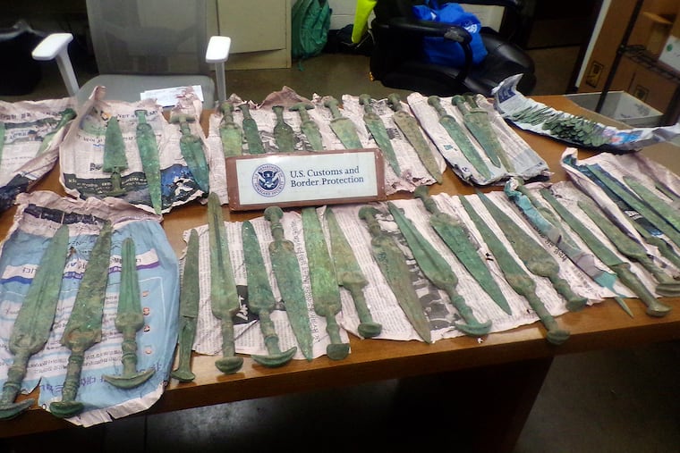 U.S. Customs and Border Protection officers recently seized dozens of swords and arrowheads dating back to the Bronze Age following their arrival in Philadelphia in October.