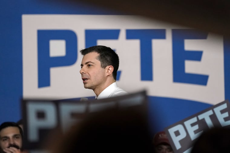 Pete Buttigieg campaigning in New Hampshire before that state's recent primary.