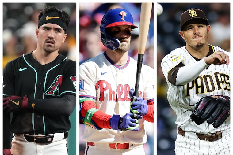 Corbin Carroll's (left) Diamondbacks, Bryce Harper's Phillies and Manny Machado's Padres are all in contention for the final two wild-card spots in the National League.