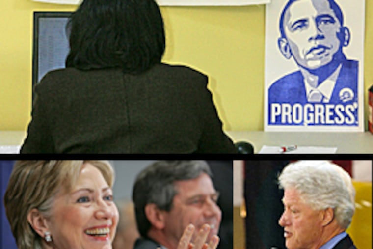 Bill Clinton arrives today to meet with Democratic officials, as the Obama campaign mobilizes here.