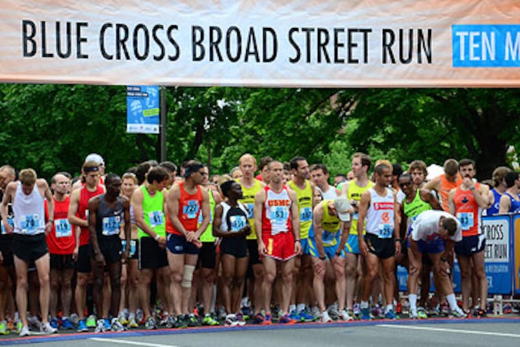 Runners wait at the starting line for the 33rd annual Broad Street Run on May 6, 2012. (Photo credit: Pete Lodato)