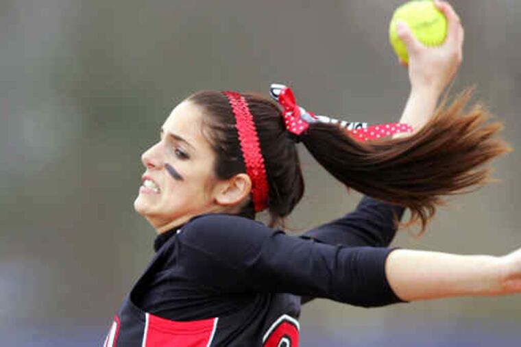 Hatboro-Horsham's Danielle DiFilippo zings one against North Penn in the fourth inning of a 5-4 loss for the Suburban One League Continential Conference defending champions.