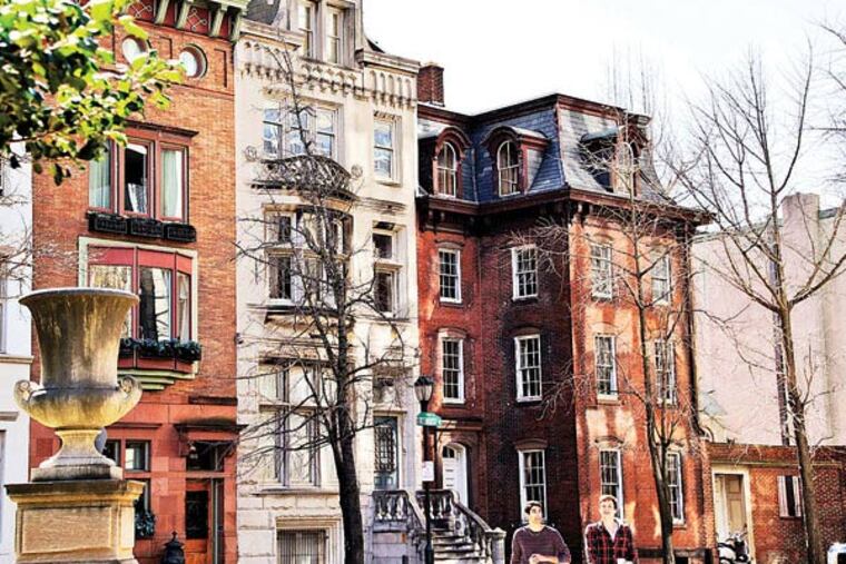 Developer Bart Blatstein bought the McIlhenny Mansion at 1914-16 Rittenhouse Square, the four-story red-brick structure at right and the lower brick building to its right. GEORGE DIMITRUK / Special to The Inquirer