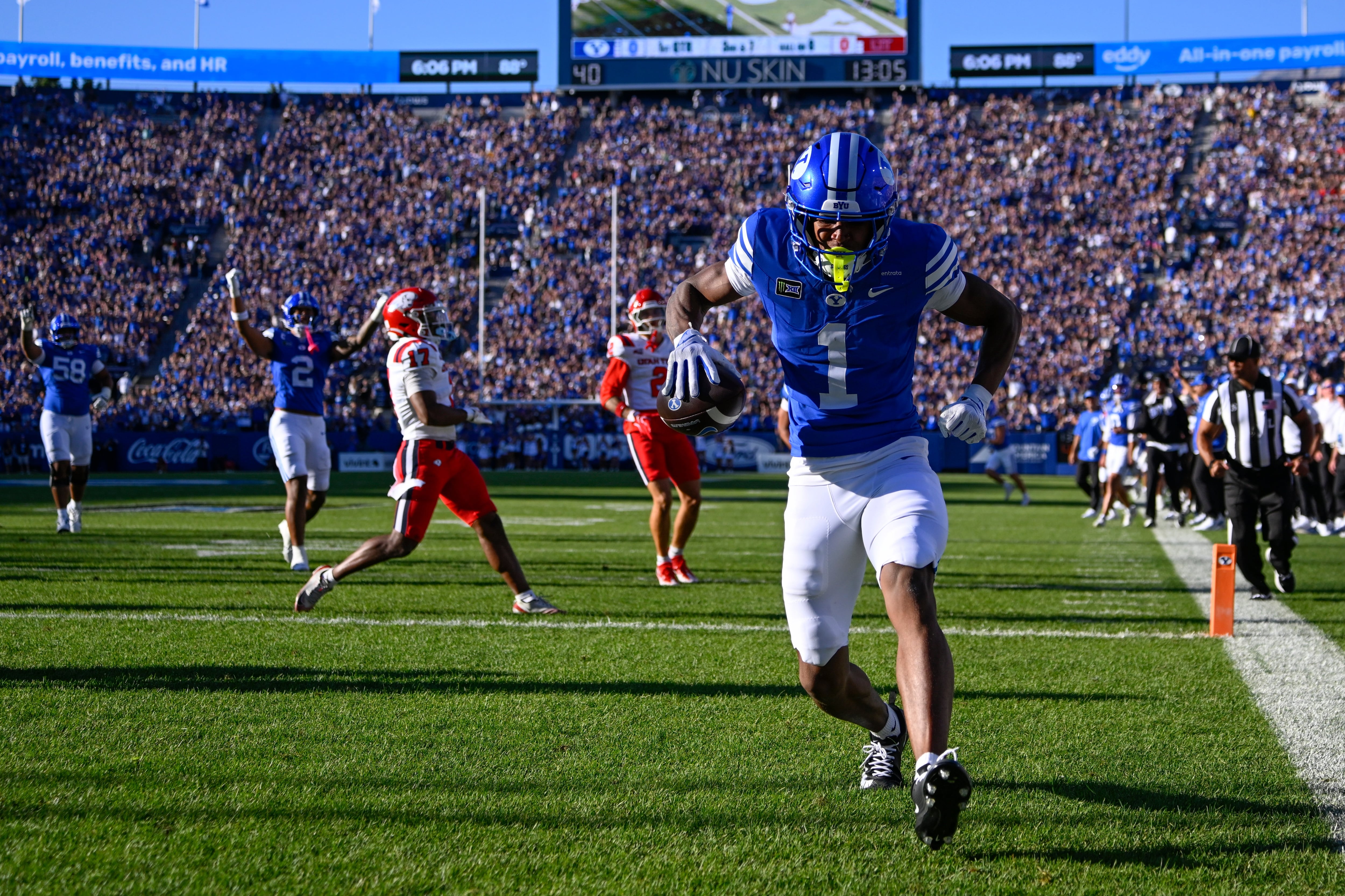 No. 14 BYU forces 4 turnovers in 63-7 rout of Utah Tech