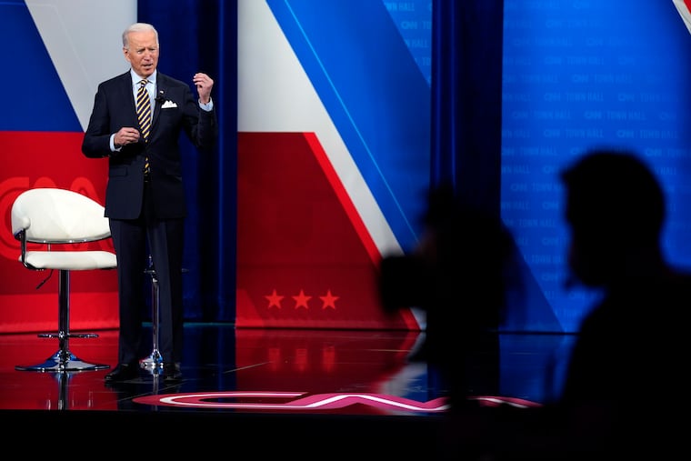 President Joe Biden during a televised town hall event at Pabst Theater in Milwaukee on Tuesday.