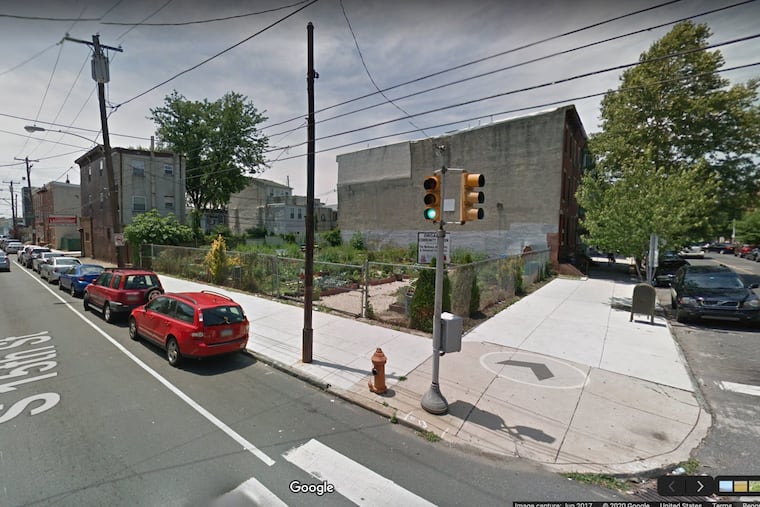 Google Maps Street View from June 2017 of the community garden at 15th and Christian Streets. The garden, founded by Faatimah Gamble on property owned by her husband, music producer Kenny Gamble, was torn out in 2019.