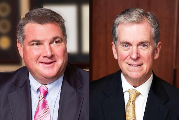 Steve Jones , left, CEO of Universal Services of America, will serve as CEO of AlliedUniversal. William C. Whitmore Jr., right, CEO of AlliedBarton, will chair the board.
Steve Jones, left, Chief Executive Officer of Universal Services of America, will serve as the CEO of the combined company, and Bill Whitmore, right, CEO of AlliedBarton, will serve as its Chairman of the Board.