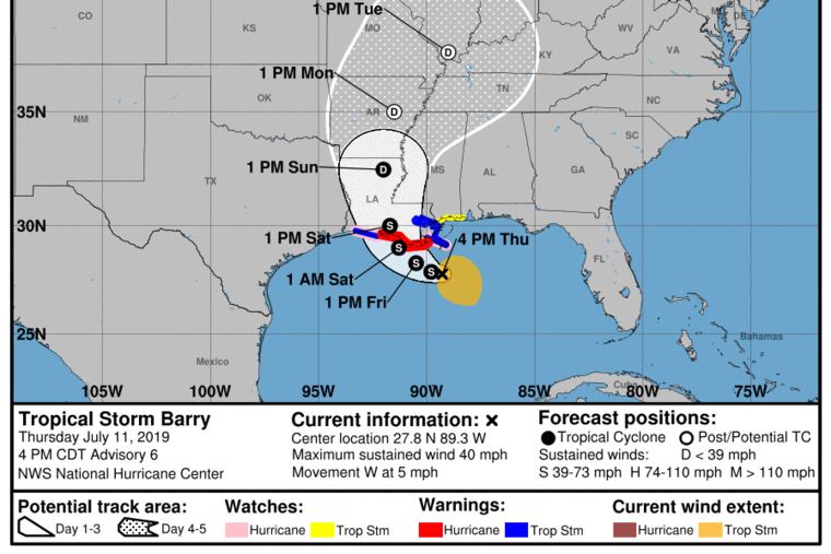 Forecast path of Barry.