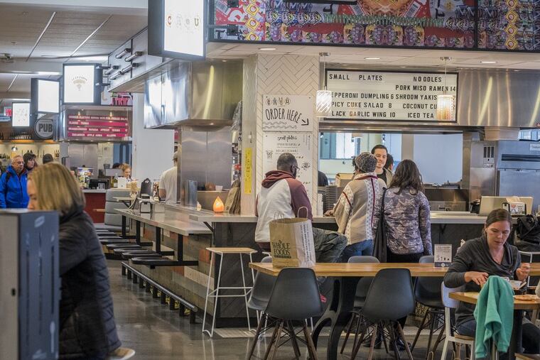 “Restaurant row” at the Whole Foods store in Center City.