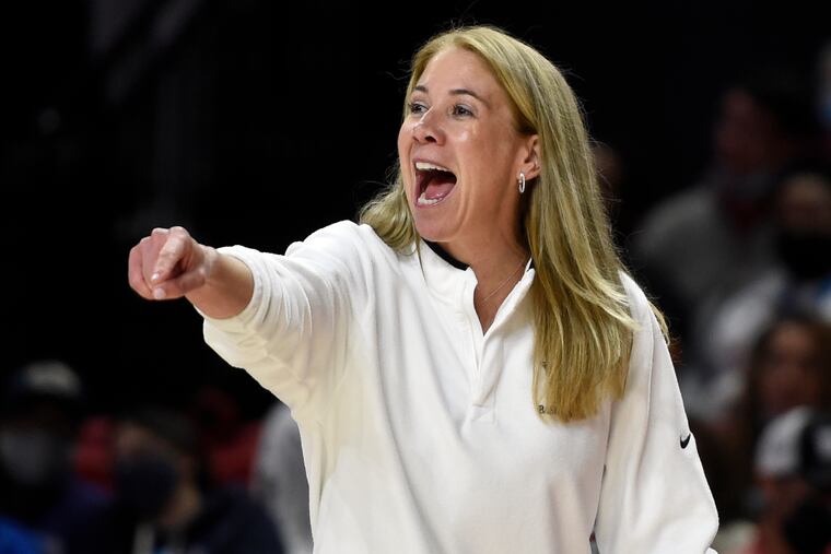 Villanova head coach Denise Dillon during a game earlier this season.