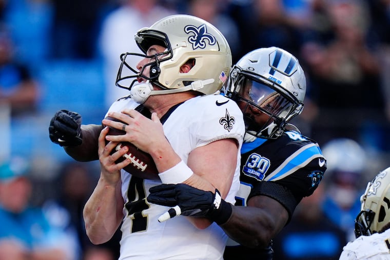 Charles Harris had three sacks in nine games with the Carolina Panthers this season.