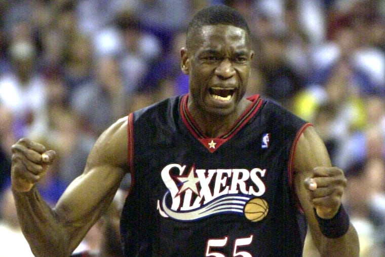 Dikembe Mutumbo celebrated after Vince Carter goaltended his shot in Game 4 of the 2001 playoff series.