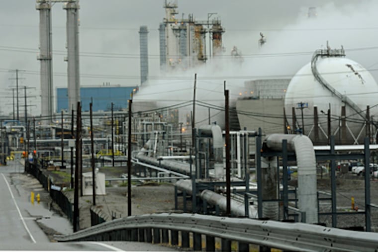 The Sunoco refinery in Marcus Hook will be closed immediately, instead of in July 2012, company officials said Thursday. All but 100 of the 590 workers at the Delaware River location will lose their jobs within two to three months. (April Saul / Staff Photographer)