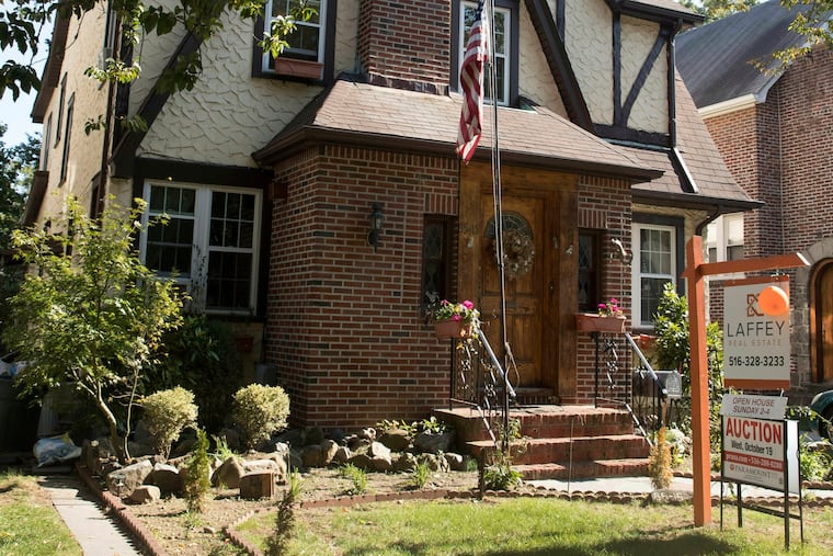 The exterior of a house in the Jamaica Estates neighborhood of the Queens borough of New York, where President Donald Trump spent his early childhood.
