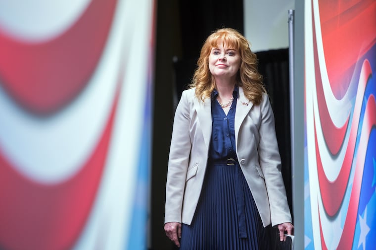 Pennsylvania State Treasurer Stacy Garrity waits backstage during the annual Pennsylvania Leadership Conference in Camp Hill, Pa. on April 4, 2025.