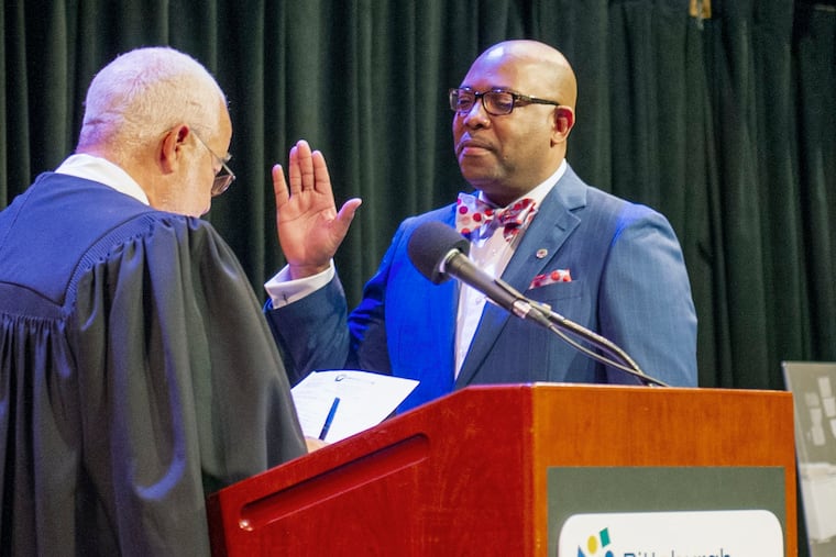 Wayne N. Walters, Pittsburgh School District superintendent, is shown in his 2022 swearing-in ceremony. The school district, Pennsylvania's second-largest, just followed in Philadelphia's footsteps, voting to close nine schools and 12 other facilities this week.