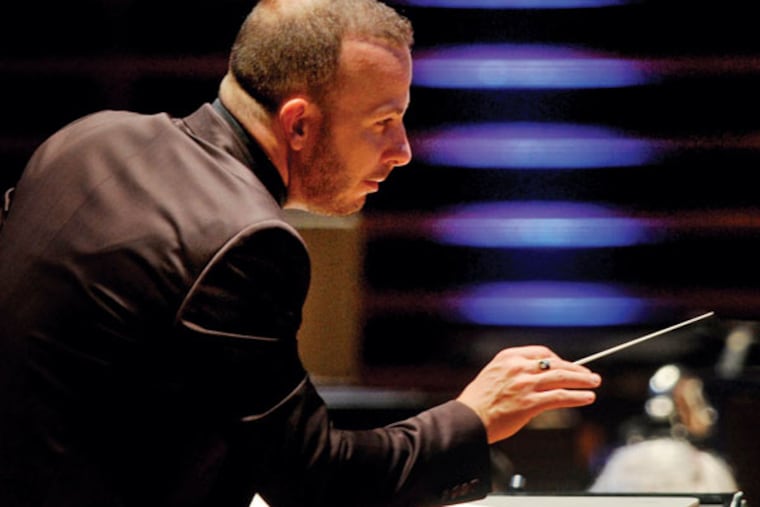Music director Yannick Nézet-Séguin leads the Philadelphia Orchestra at its performance at Verizon Hall. The gala raised $550,000 before expenses for general operating support, a spokeswoman said. (TOM GRALISH/Staff Photographer)